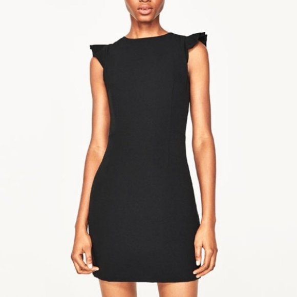 Zara Ruffle Cap Sleeve Open Back with Bow Dress - Sz L - Picture 2 of 6